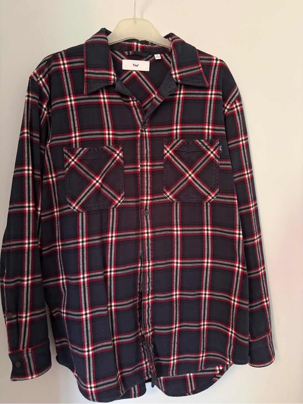 TNA Navy, Red and White Plaid Button-Up Shirt